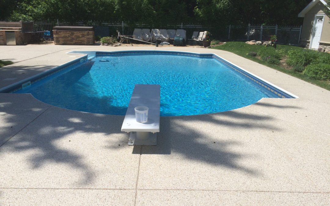 Outdoor Pool Deck Concrete Coating in Lakeville